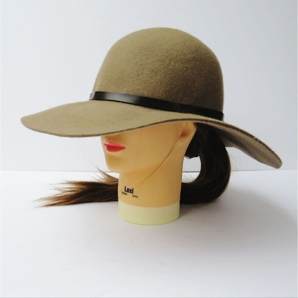 Nordstrom Wool Tan Camel Heathered Wide Brim Floppy Hat - Picture 6 of 9